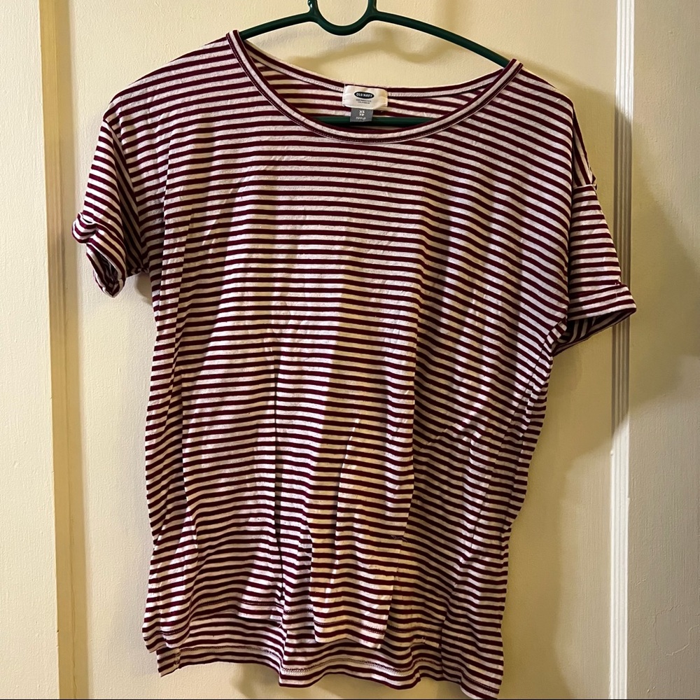 Brand: Old Navy, Size: X-Small, Color: Striped Maroon & White